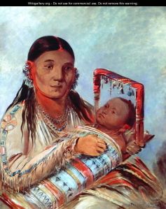 Sioux mother and baby, c.1830 by George Catlin